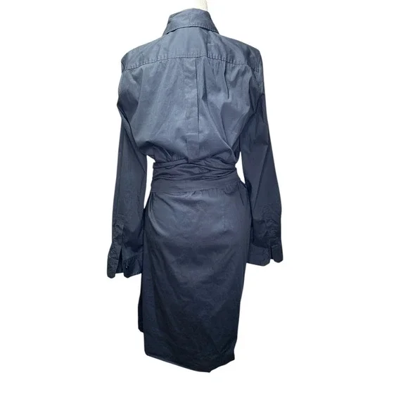 MaxMara Navy Long Sleeve Tie Front‎ Shirt Dress IT42